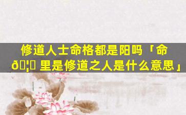 修道人士命格都是阳吗「命 🦊 里是修道之人是什么意思」